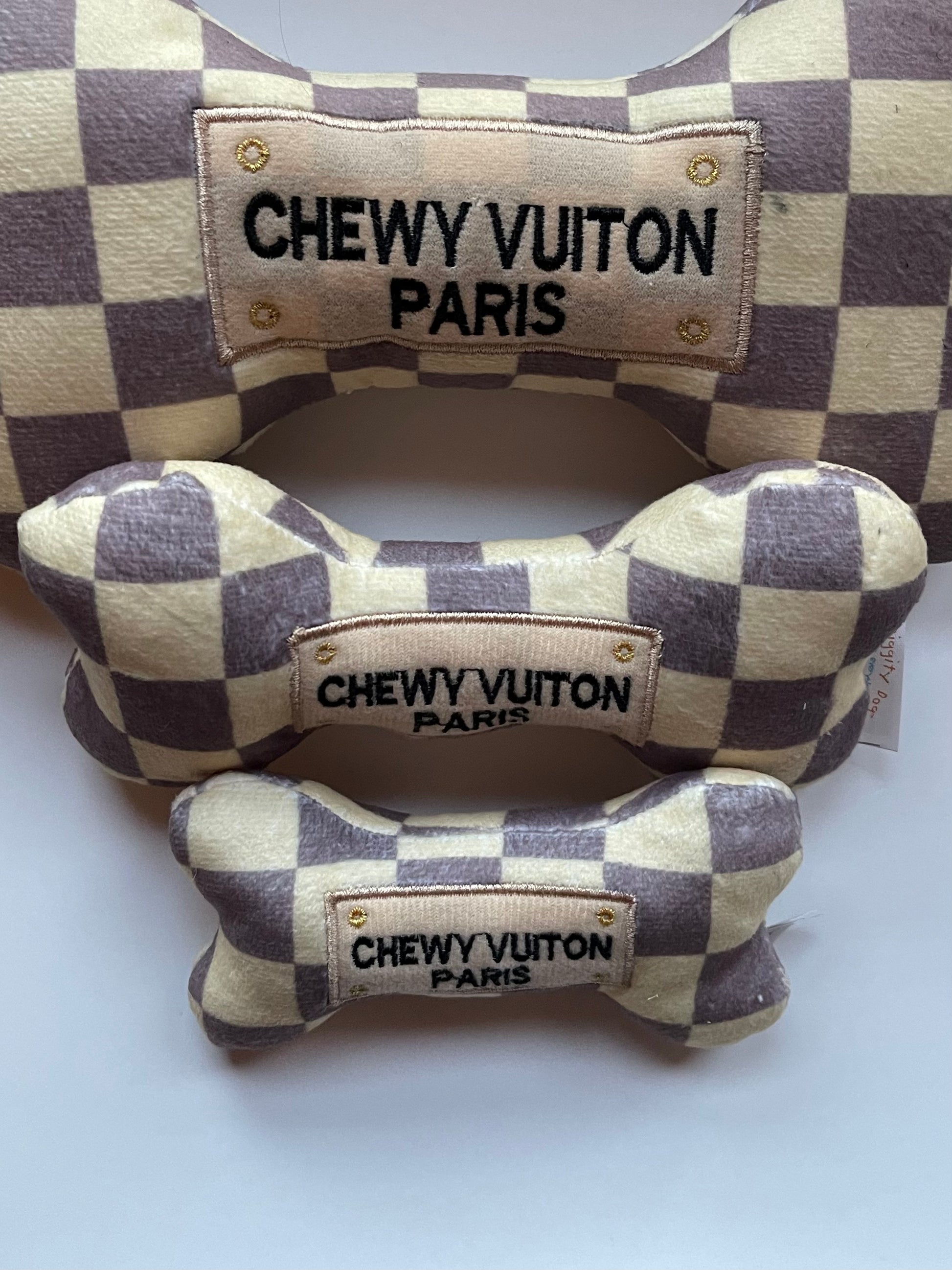 White Chewy Vuiton Bone Toy by Haute Diggity Dog