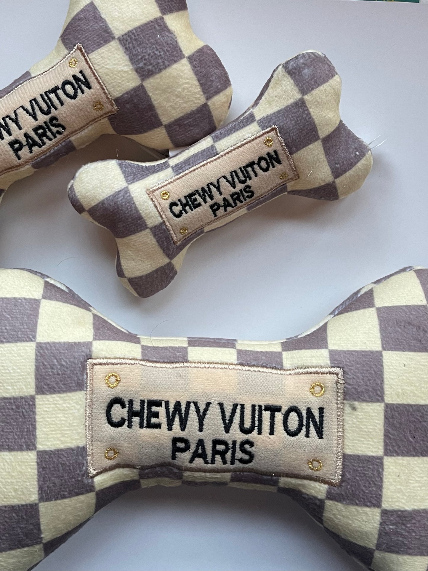 Chewy Vuiton Dog Bone Checkered