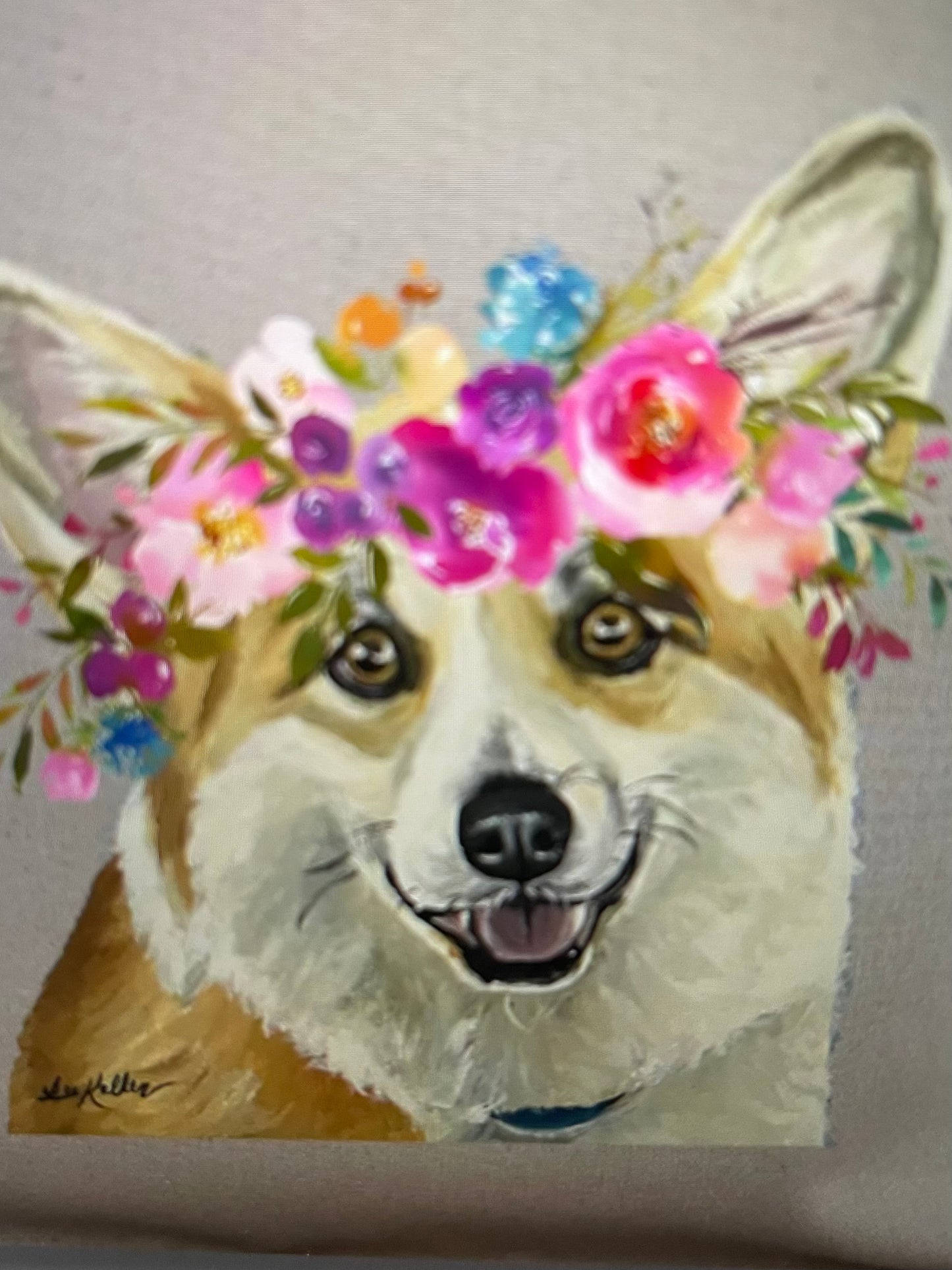 Bright Blooms Corgi Tote